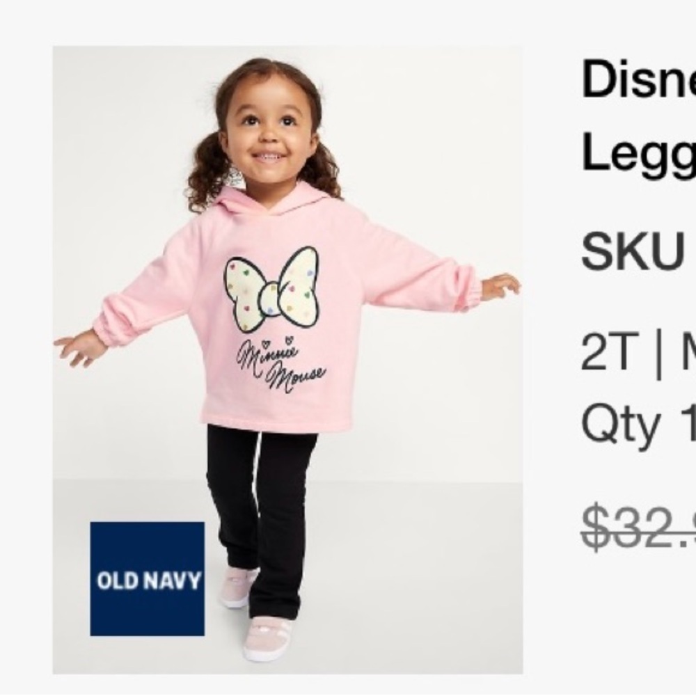 Old Navy Disney Minnie Mouse Fleece Hoodie & Flare Legging Set Size 2T